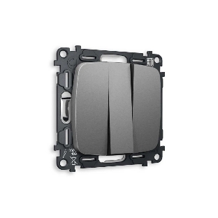 Комплект механизма 3-кл выключателя OMEGA Антрацит серый 10A-250V QUANT (OP6550, VM133) MO655010