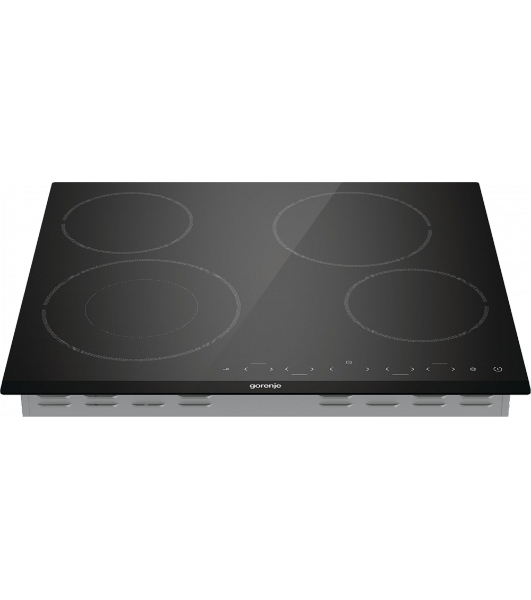 Варочная панель Gorenje ECT642BCSCE, 59 см, Hi-Light, 4 конфорки, таймер, сенсорное управление, шлифованный передний край, PowerBoost, дисплей, блокировка от детей, черный