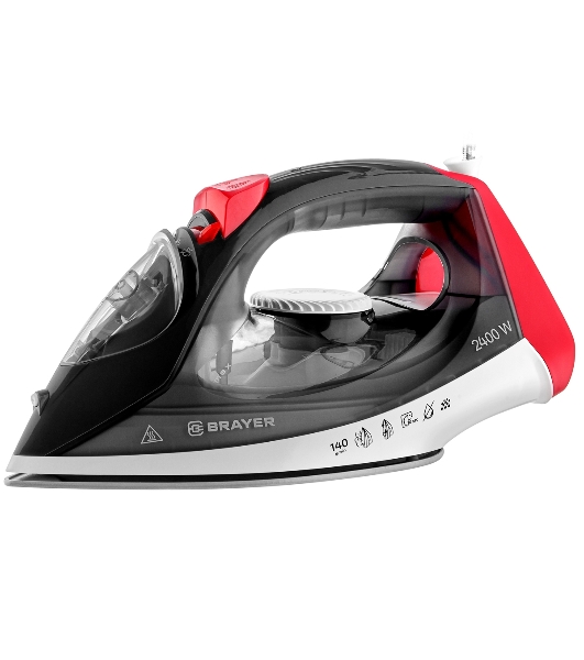 Утюг BRAYER BR4011 черный/белый/красный, 2400 Вт, 20 г /мин, 140 г/мин, 330 мл