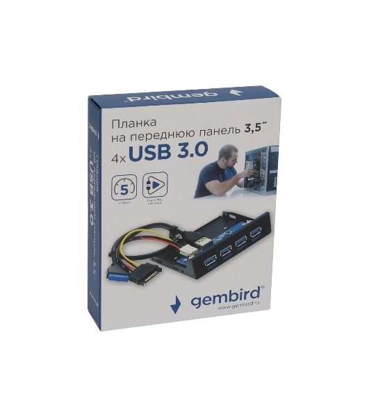 Планка USB 3.0 на переднюю панель 3.5' Gembird FP3.5-USB3-4A, USB, 4xUSB-A 3.0