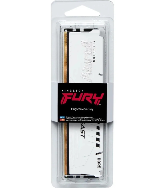 Оперативная память Kingston Fury Beast, DDR5, 32Gb (1x32Gb), 5600MHz, CL36, DIMM, с радиаторами, белый