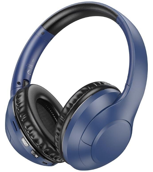 Беспроводные/проводные наушники Borofone BO23 синий, накладные, Bluetooth + проводной, складная конструкция, до 20 ч