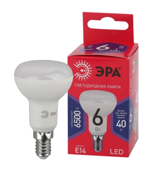 Лампа светодиодная ЭРА RED LINE LED R50-6W-865-E14 R Е14/Е14 6Вт рефлектор холодный дневной свет