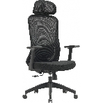 Кресло компьютерное Cactus CS-MC515-BK черный, сиденье черный, сетка/ткань, с подголов. крестов. пластик, пластик черный, фото 1