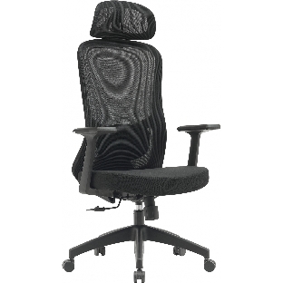 Кресло компьютерное Cactus CS-MC515-BK черный, сиденье черный, сетка/ткань, с подголов. крестов. пластик, пластик черный