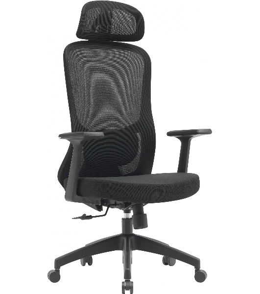 Кресло компьютерное Cactus CS-MC515-BK черный, сиденье черный, сетка/ткань, с подголов. крестов. пластик, пластик черный