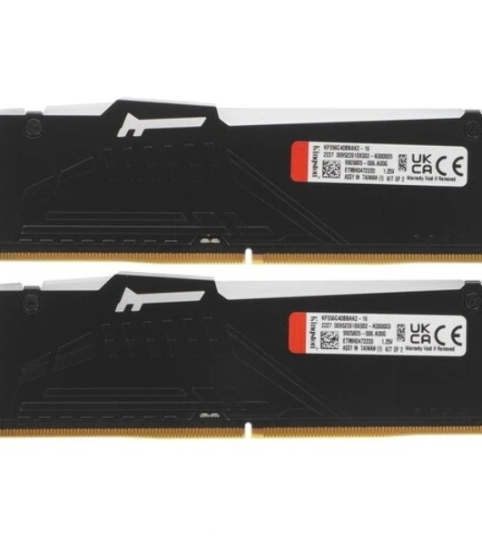 Оперативная память Kingston Fury Beast, DDR5, 16Gb (2x8GB), 5600MHz, CL40, DIMM, с радиаторами, RGB, черный