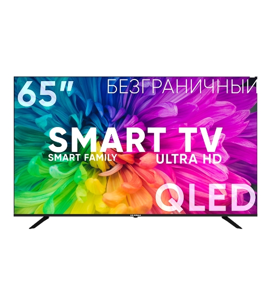 Телевизор SoundMax 65' SM-QLED65T2SU черный QLED UHD 60Hz Smart TV Android TV 1.5GB/8GB