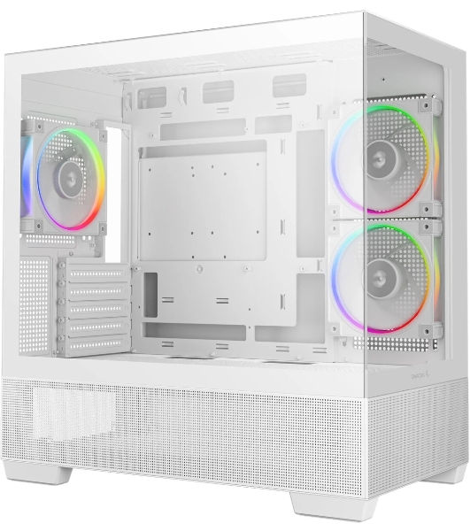 Компьютерный корпус Deepcool CG380 3F WH без БП, боковое окно (панорама), 3x120мм ARGB PWM вентилятора, белый, mATX
