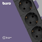 Сетевой фильтр Buro BU-SP3 USB 2A-B 3 м, 6 розеток, черный, коробка, фото2