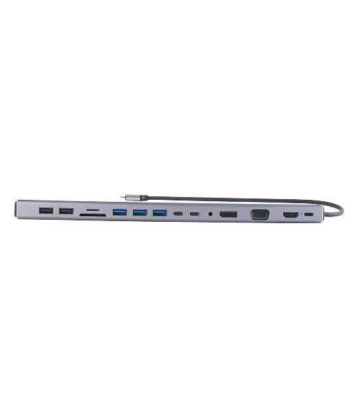 Адаптер VCOM TypeC -->3*USB3.0+2*USB2.0+VGA+RJ45+SD+TF+AUD+HDMI+DP+2*USB3.1 Data+PD