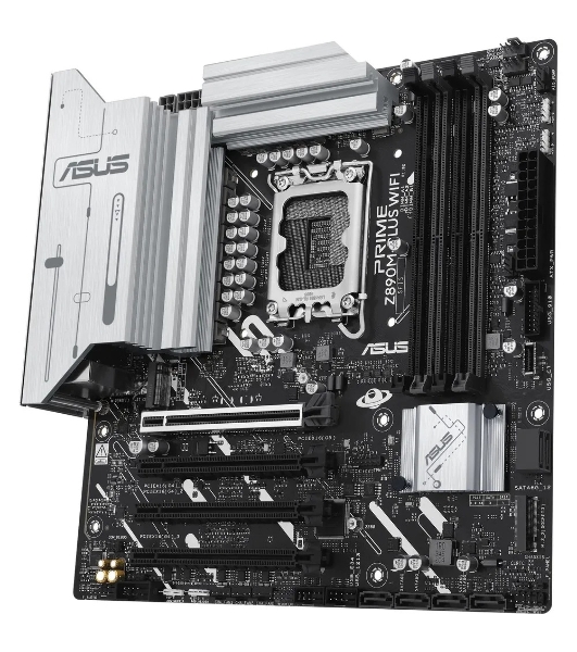 Материнская плата ASUS PRIME Z890M-PLUS WIFI, LGA 1851, Intel Z890, 4xDDR5, 6xSATA, 3xM.2, 1xPCIe 5.0 x16, 1xPCIe 4.0 x4, 2xPCIe 4.0 x1, 1xHDMI, 1xDP, 1x2.5Gb LAN, 2xUSB-A 2.0, 4xUSB-A 3.2 Gen 1, 1xUSB-A 3.2 Gen 2, 1xUSB-C 3.2 Gen 2x2, 3x3.5 мм, 7.1, mATX