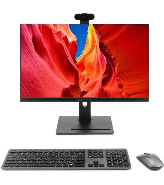 Моноблок Digma Pro Vision 23.8' Full HD i7 1255U (1.7) 16Gb SSD 512Gb UHDG CR Windows 11 Pro Eth WiFi BT 90W клавиатура мышь Cam черный 1920x1080