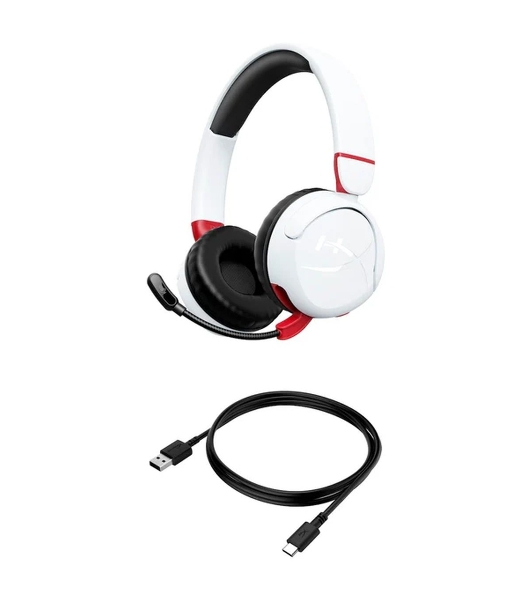 Гарнитура HyperX Cloud Mini белый, беспроводная + проводная, Bluetooth, до 25 ч, совместимость с PS5, Xbox