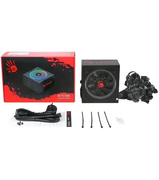Блок питания Bloody BD-PS700W, 700Вт, 80 PLUS белый, 120мм, черный