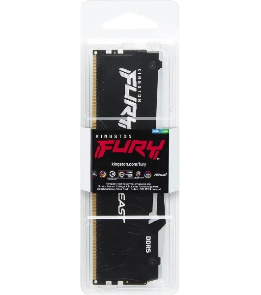 Оперативная память Kingston Fury Beast, DDR5, 16Gb (1x16Gb), 5600MHz, CL40, DIMM, с радиаторами, RGB, черный