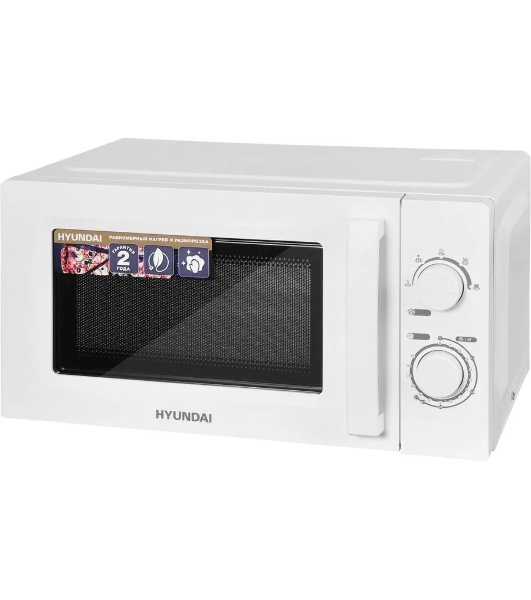 Микроволновая печь Hyundai HYM-M2005 белый, 20 л, 700 Вт, переключатели - поворотный механизм