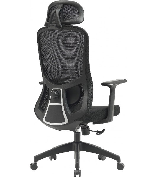 Кресло компьютерное Cactus CS-MC515-BK черный, сиденье черный, сетка/ткань, с подголов. крестов. пластик, пластик черный