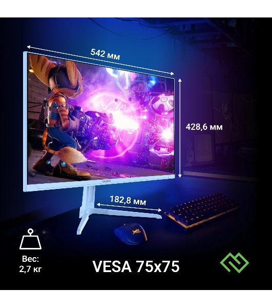 Монитор 23.8' Digma Overdrive 24P410F IPS 1920x1080, 200 Гц, 2 мс, 16:9, 300 кд/м2, 1xHDMI, 1хDP, 1xUSB, 1x3.5 мм, голубой