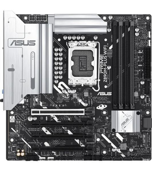 Материнская плата ASUS PRIME Z890M-PLUS WIFI, LGA 1851, Intel Z890, 4xDDR5, 6xSATA, 3xM.2, 1xPCIe 5.0 x16, 1xPCIe 4.0 x4, 2xPCIe 4.0 x1, 1xHDMI, 1xDP, 1x2.5Gb LAN, 2xUSB-A 2.0, 4xUSB-A 3.2 Gen 1, 1xUSB-A 3.2 Gen 2, 1xUSB-C 3.2 Gen 2x2, 3x3.5 мм, 7.1, mATX