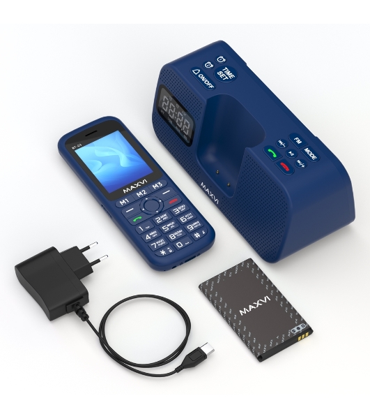 Мобильный телефон Maxvi RT-03 + док-станция, синий