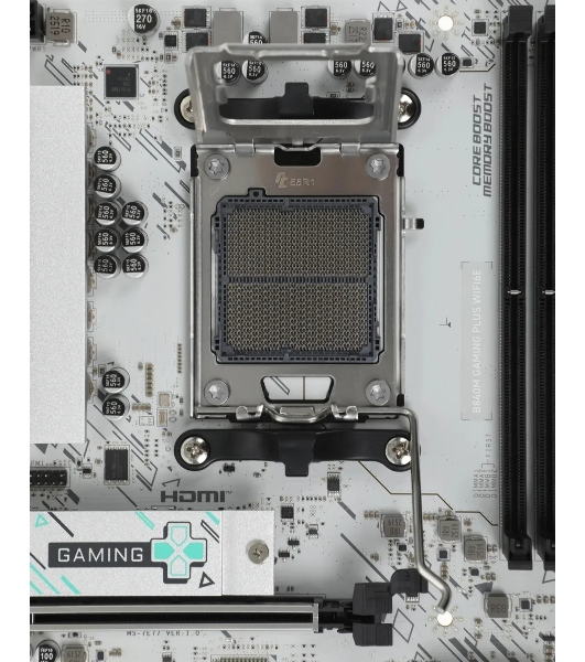 Материнская плата MSI B840M GAMING PLUS WIFI6E, AM5, AMD B840, 4xDDR5, 4xSATA, 2xM.2, 1xPCIe 4.0 x16, 1xPCIe 3.0 x4, 1xHDMI (v2.1), 1xUSB-C 10Gbps, 1xUSB-A 10Gbps, 2xUSB-A 5Gbps, 4xUSB-A 2.0, 1x2.5Gb LAN, Wi-Fi 6E, Bluetooth 5.3, 2x3.5 мм, 7.1, mATX