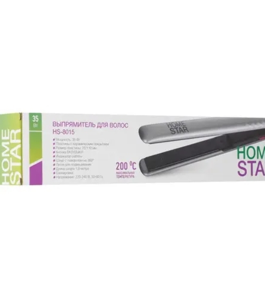Выпрямитель для волос Homestar HS-8015 серебристый/красный, 25 мм, 200 °C, 1 режим