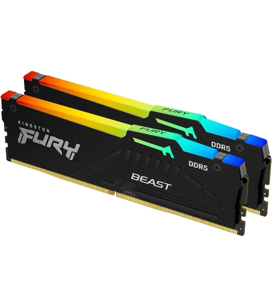 Оперативная память Kingston Fury Beast, DDR5, 16Gb (2x8GB), 5600MHz, CL40, DIMM, с радиаторами, RGB, черный