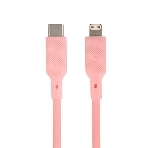 Кабель QUMO, MFI С94, Type-C на MFI Apple 8 pin, силиконовый, 1м, 2,22A, 9V, 20W, PD (розовый), фото 1