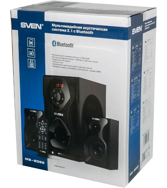 Акустическая система SVEN AC MS-2055, черный (55Вт, FM-тюнер, USB/SD, дисплей, ПДУ, Bluetooth)