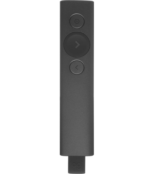 Презентер Logitech Spotlight Slate (серый, Bluetooth/2.4 GHz, перезаряжаемая литий-полимерная батарея 85мА·ч, 3D-акселерометр, гироскоп, кабель для зарядки, чехол) (арт. 910-004867, M/N: R-R0011/C-U0016)