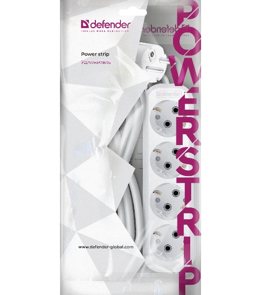 Удлинитель с заземлением Defender R340 16 А, 3 м, заземление