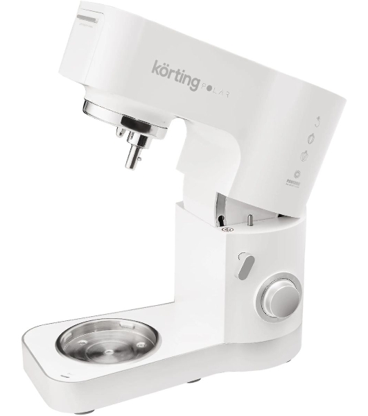 Кухонная машина Korting KKM 0105 Polar мощность 1200 Вт, 7 насадок (планетарный миксер с 3-мя насадками, мясорубка, насадка для колбас, насадка для кеббе, насадка-блендер), объем чаши 5.5 л, 8 скоростей, импульсный режим, механическое управление, белый