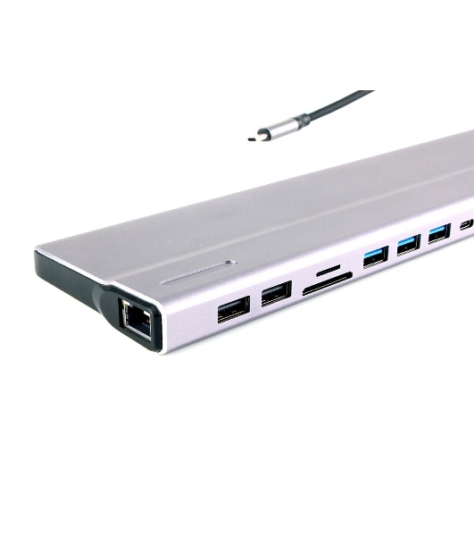 Адаптер VCOM TypeC -->3*USB3.0+2*USB2.0+VGA+RJ45+SD+TF+AUD+HDMI+DP+2*USB3.1 Data+PD