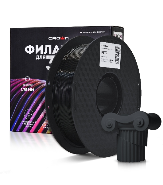Филамент Crown Micro CM-FILPETG016B PETG 1.75 1кг черный