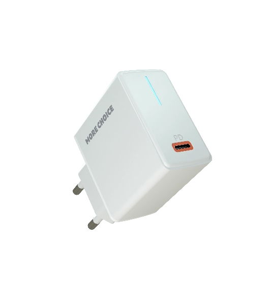 Сетевое зарядное устройство MORE CHOICE (4610196408632) NC60 1USB-C 3.0A PD 20W быстрая зарядка белый