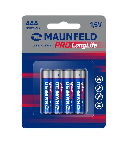 Батарейки Maunfeld PRO Long Life Alkaline ААА(LR03) MBLR03-BL4, блистер 4 шт.