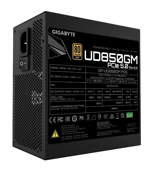 Блок питания Gigabyte UD850GM PG5 V2 GP-UD850GM PG5 850W, 80Plus, Gold, Полностью модульный, PCIe Gen 5.0 compatible 28200-U85GP-2EUR