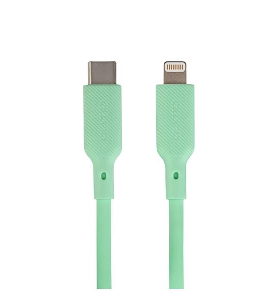 Кабель QUMO, MFI С94, Type-C на MFI Apple 8 pin, силиконовый, 1м, 2,22A, 9V, 20W, PD (зеленый)