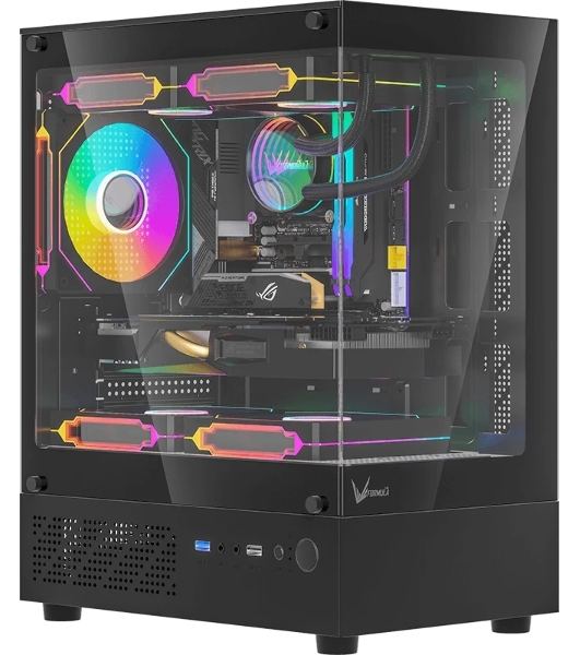 Компьютерный корпус MiniTower AeroCool/Formula Crystal Z1CM PLUS AR black (mATX, без БП, USB Type-A+USB Type-C) (Crystal Z1CM Plus Black AR)