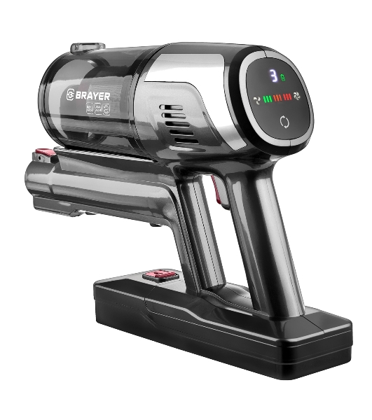 Пылесос вертикальный BRAYER BR4265 серый, питание от аккумулятора, 320 Вт, уборка сухая, пылесборник 0.5 л
