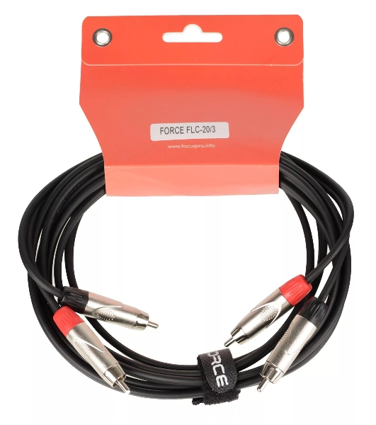 Кабель аудио FORCE FLC-20/32xRCA (M) - 2xRCA (M), стерео, используется для подключения бытовых и DJ аудио устройств к микшерам, диаметр 4,8 мм, металлические разъемы, длина 3 м