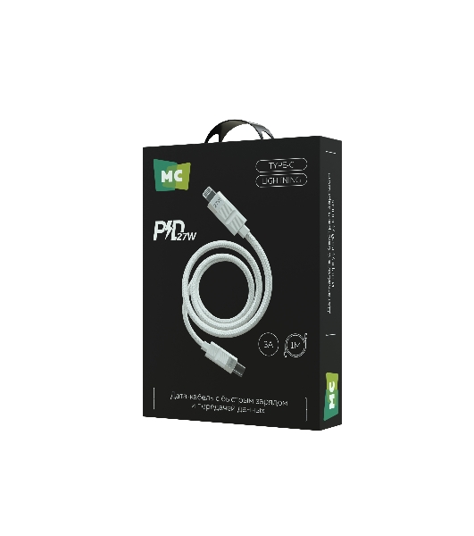 Дата-кабель MORE CHOICE (4620202555045) K87ia USB 3.0A PD 27W для Lightning ng 8-pin Type-C - 1м, белый