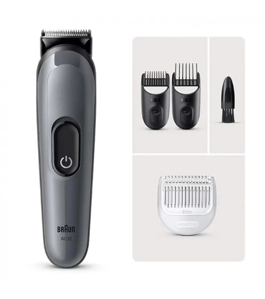 Триммер Braun AIO3500 серый (насадок в компл:3шт)