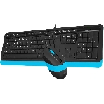 Комплект клавиатура+мышь A4Tech FStyler F1010 проводной, USB, 1600 DPI, чёрный/синий, фото2