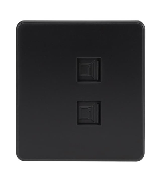 Розетка Kranz ROUND компьютерная двойная RJ45+RJ45 кат6 с/у оникс