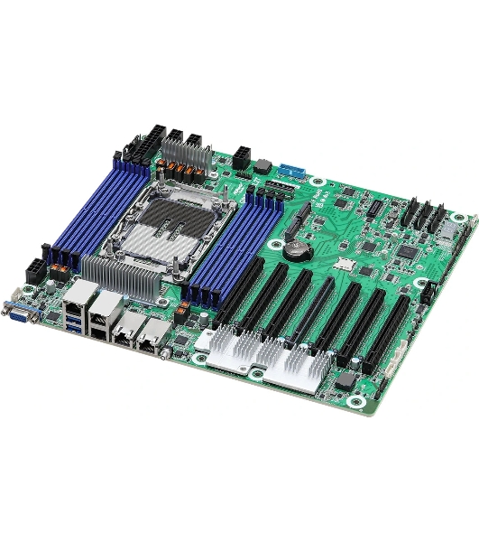 Серверная материнская плата ASRock GNRD8-2L2T, 1xE2 (LGA 4710), встроен в процессор, 8xDDR5, 0xSATA, 2xM.2, 7xPCIe 5.0 x16, 1xVGA, 2x1Gb LAN, 2x10Gb LAN, IPMI, 2xUSB-A 5Gbps, SSI CEB