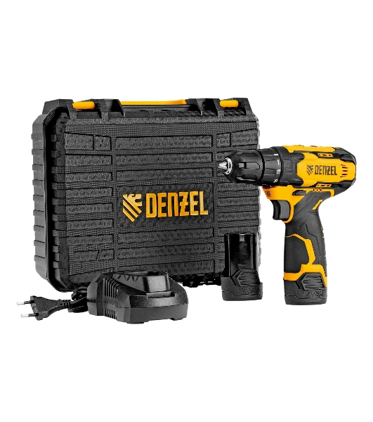 Дрель-шуруповерт Denzel CDQ-12, 12 В, 1,5 Ач, 30 Нм, щеточный