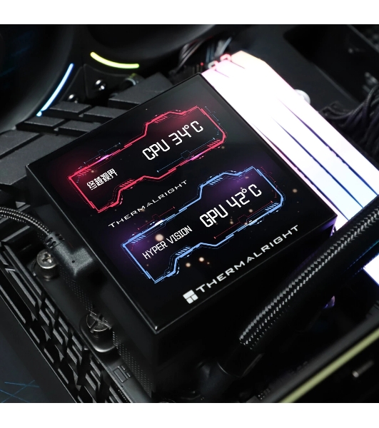 Водяное охлаждение для процессора Thermalright Hyper Vision 360 (360mm, LED, Black, ARGB/Fans: 3x120mm, 69CFM, 27dBA, 2150RPM/Pump height 68mm, 6400RPM, Rad thickness 27mm/S: 1700, 1200, 1851, 115X, 2011, 2066, AM5, AM4)