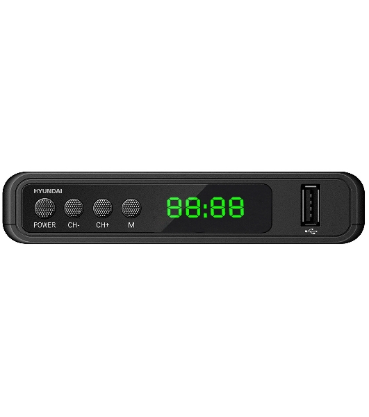 Приставка для цифрового ТВ Hyundai H-DVB520 черный + WiFi-адаптер, DVB-T2, DVB-T, DVB-C, HDMI, USB 2.0 х2